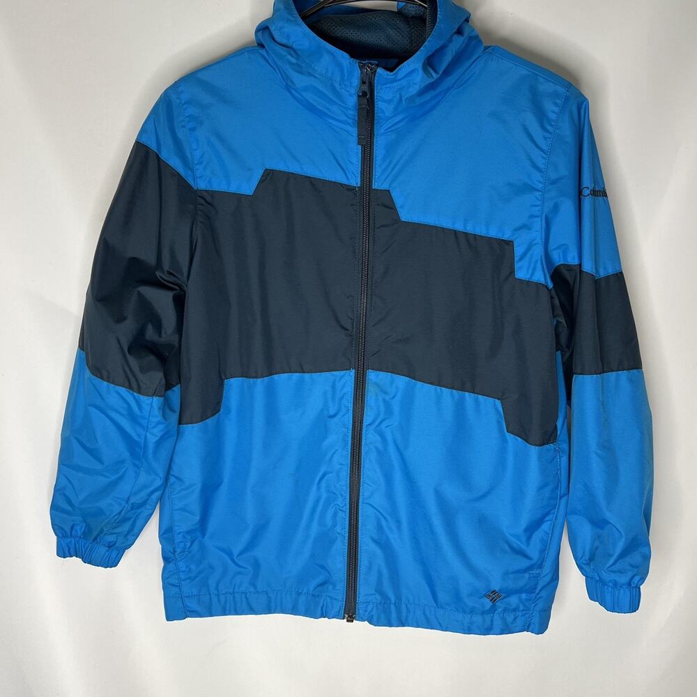Columbia Windbreaker Boys Size 10/12 Nylon Blue/Black